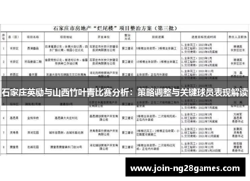 石家庄英励与山西竹叶青比赛分析：策略调整与关键球员表现解读