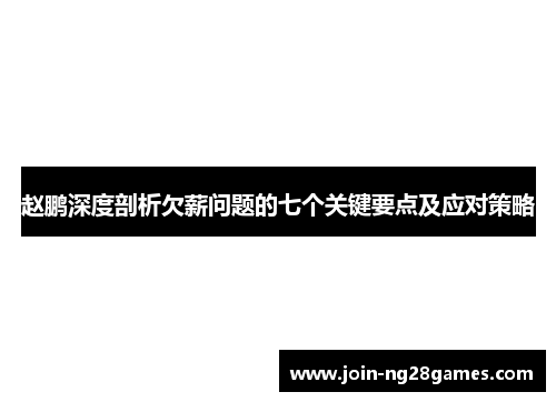 赵鹏深度剖析欠薪问题的七个关键要点及应对策略