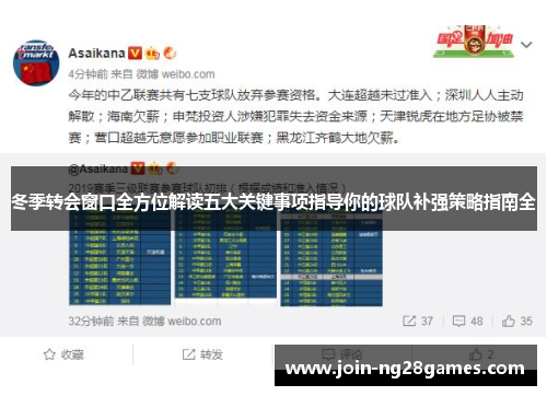 冬季转会窗口全方位解读五大关键事项指导你的球队补强策略指南全