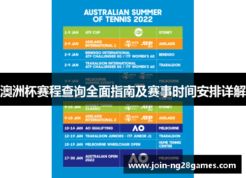 澳洲杯赛程查询全面指南及赛事时间安排详解 澳洲杯赛程查询全面指南及赛事时间安排详解